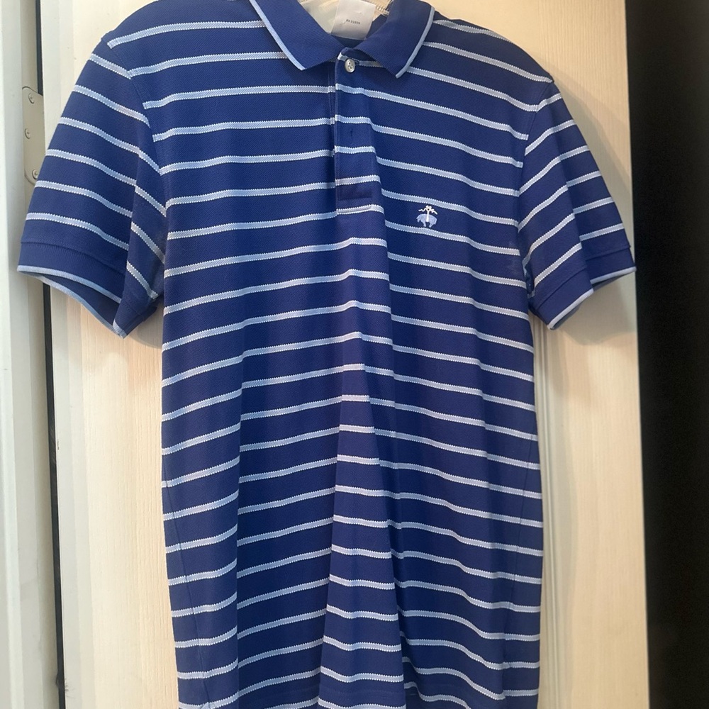 Men's Blue Striped Polo Shirt